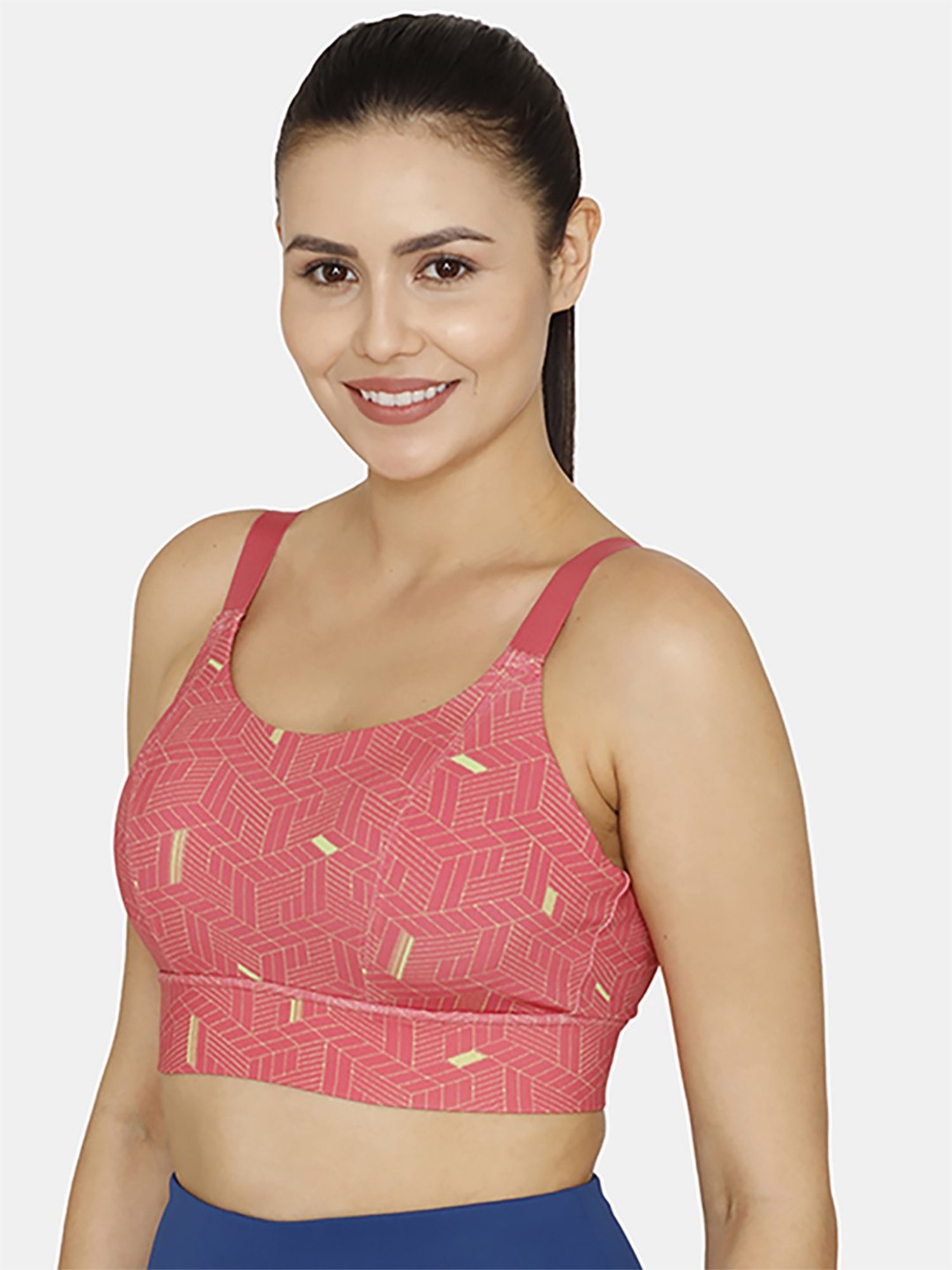 Zelocity by Zivame Pink Printed Sports Bra