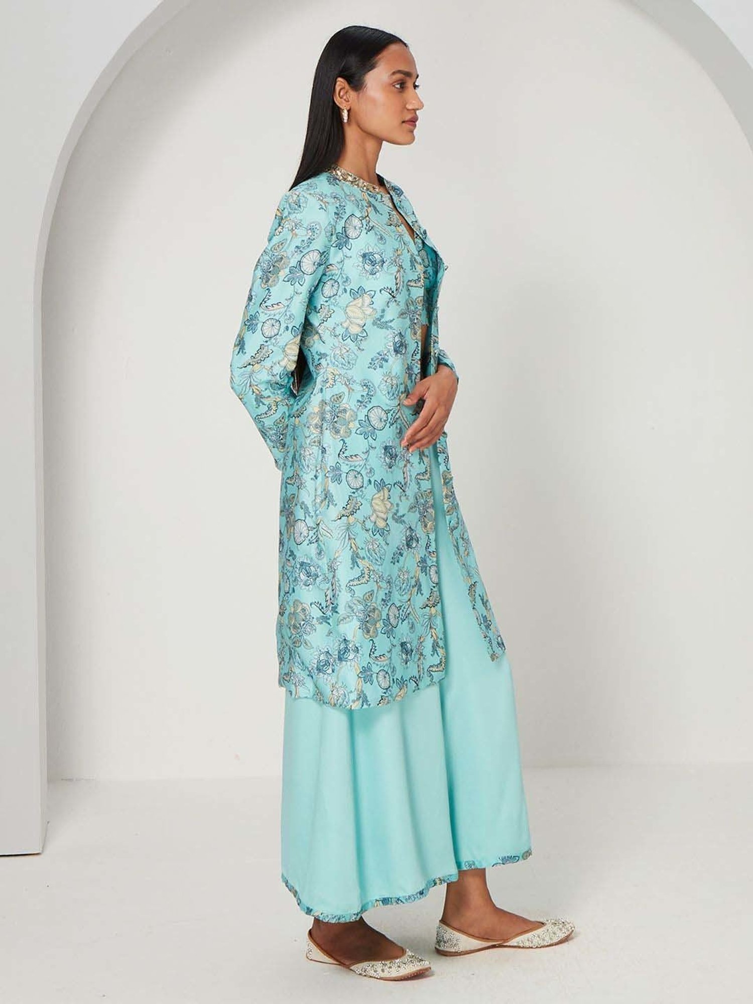 Ancestry Maya Blue Floral Print Jacket