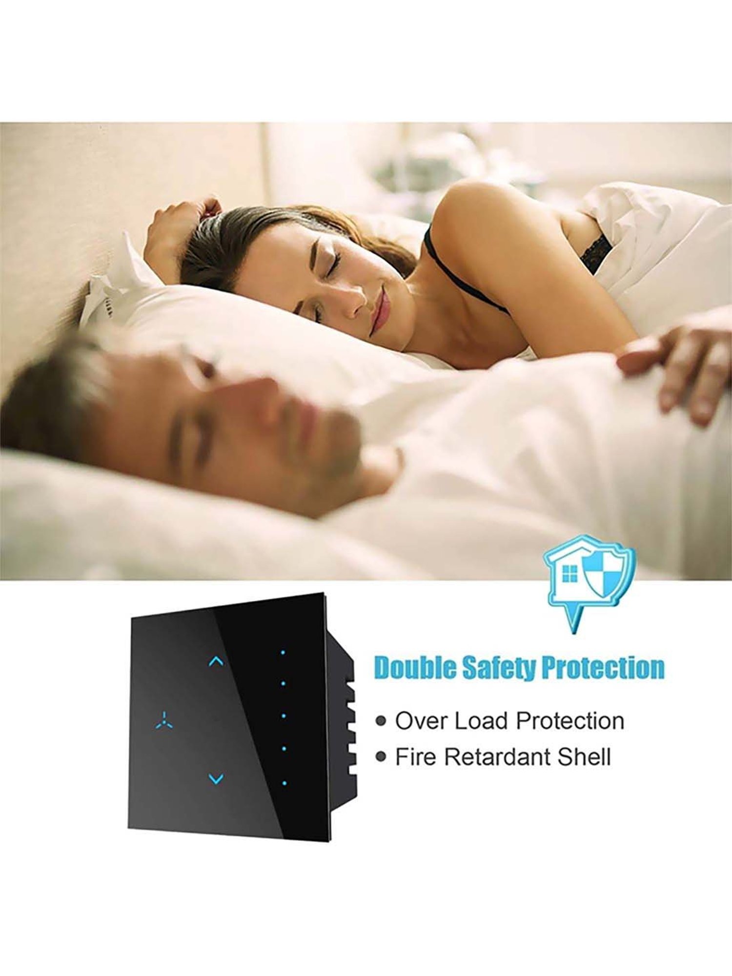 HomeMate Smart Touch Fan Regulator Works with Google Assistant and Alexa (Black)