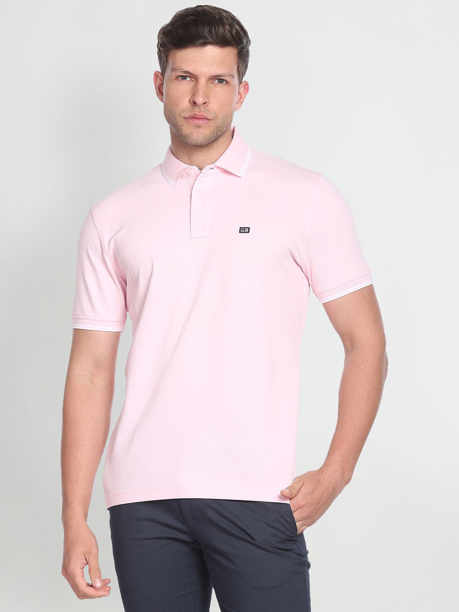 Arrow Sport Pink Cotton Regular Fit Polo T-Shirt