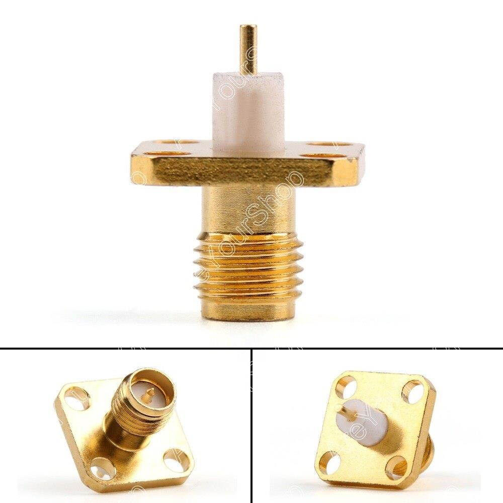 10 pcs Connector RP-SMA Female Plug 4-hole 12.7mm Flange Solder Panel Mount Straight  mi
