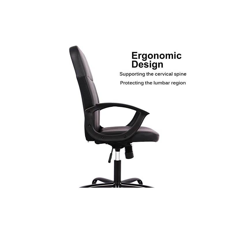 Chair, Mid Back Leather Desk Chair, Computer Swivel Task Chair, Ergonomic Executive Chair with Armrests