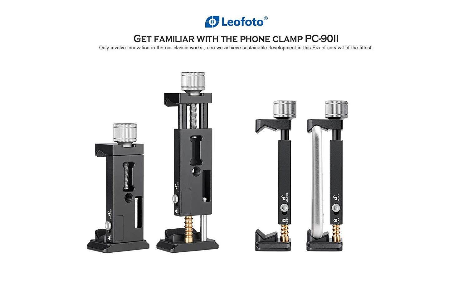 Leofoto PS-1+PC-90II Phone clamp kit Smartphone Clamp PC-90II All Metal Multi-function Universal Arca / RRS Compatible