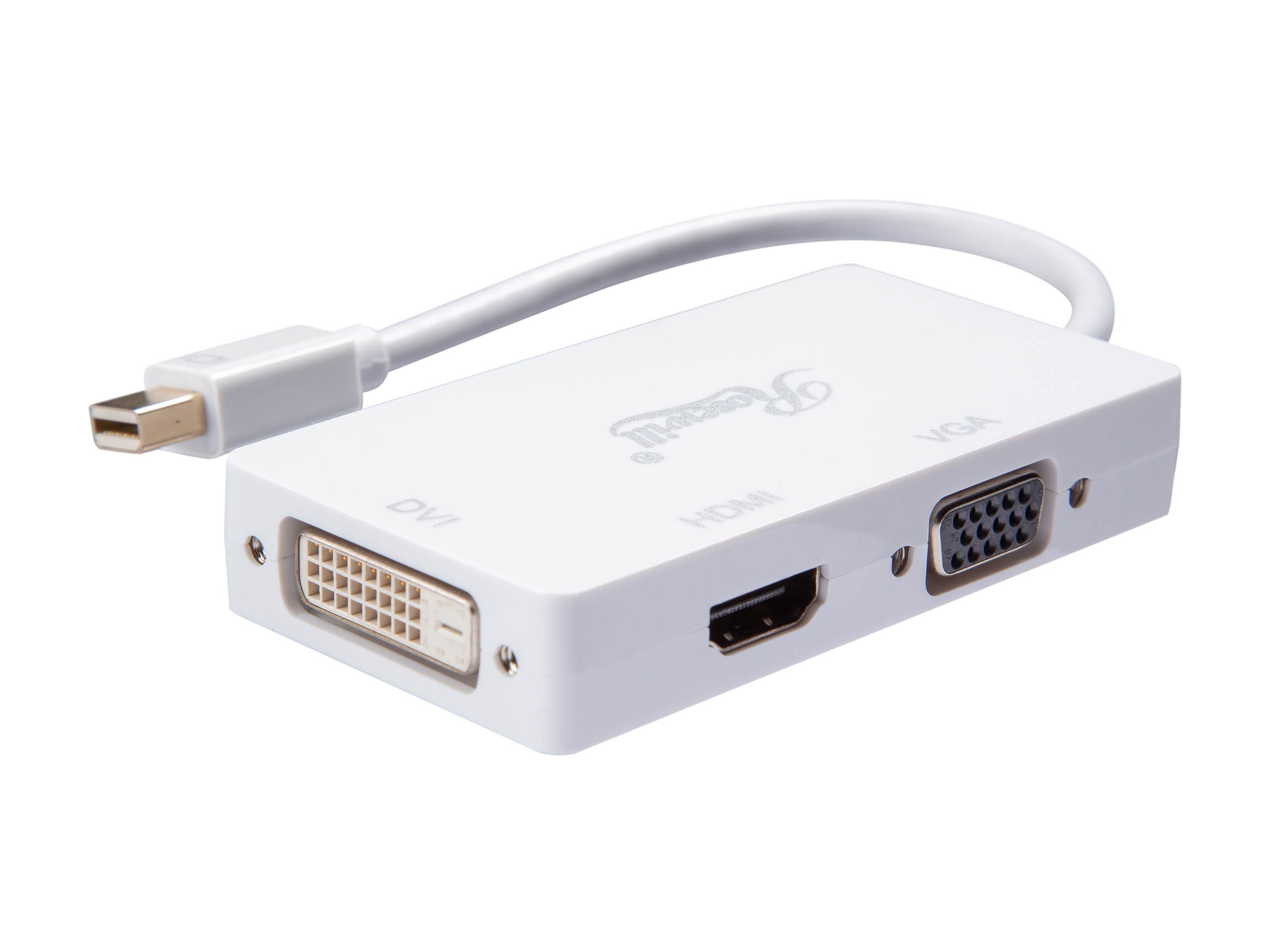Rosewill CL-AD-MDP2HDV-6-WH 6 inch White 3-in-1 Mini DisplayPort (Thunderbolt Port Compatible) to HDMI/DVI/VGA Male to Female 3-in-1 Passive Adapter Converter, Mini DP/mDP to HDMI/DVI/VGA,1920 x 1200
