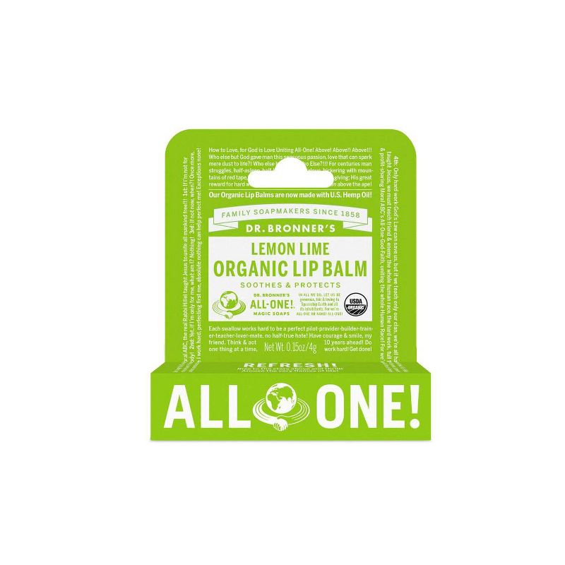 Dr. Bronner's Organic Lip Balm - Lemon Lime - 0.15oz