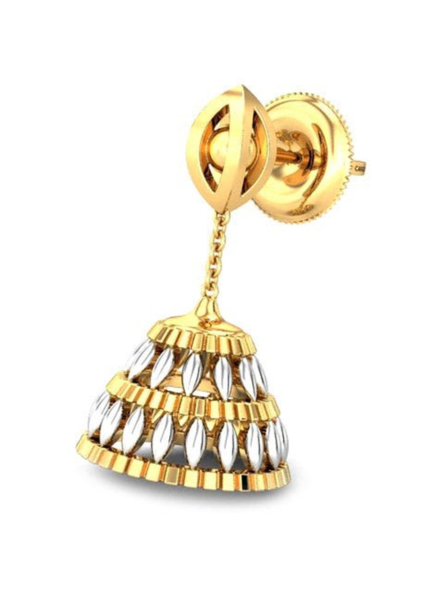 Candere by Kalyan Jewellers Peacock Collection 18k Yellow Gold Jhumki Earrings for Women