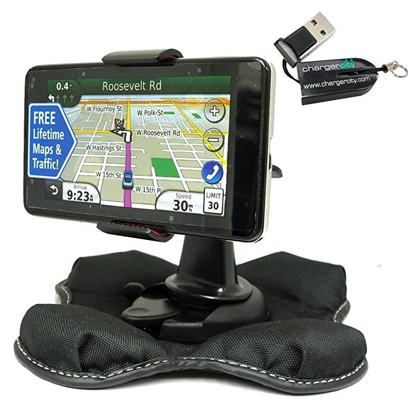 Garmin Nuvi 1100 1200 1250 1260 1260t 1300 1350 1350t 1370 1370t 1390 1390t GPS Portable Dashboard Friction Mount Kit by  w/OEM Micro SD USB Card Reader, Bracket Cradle & Beanbag Dash Mount