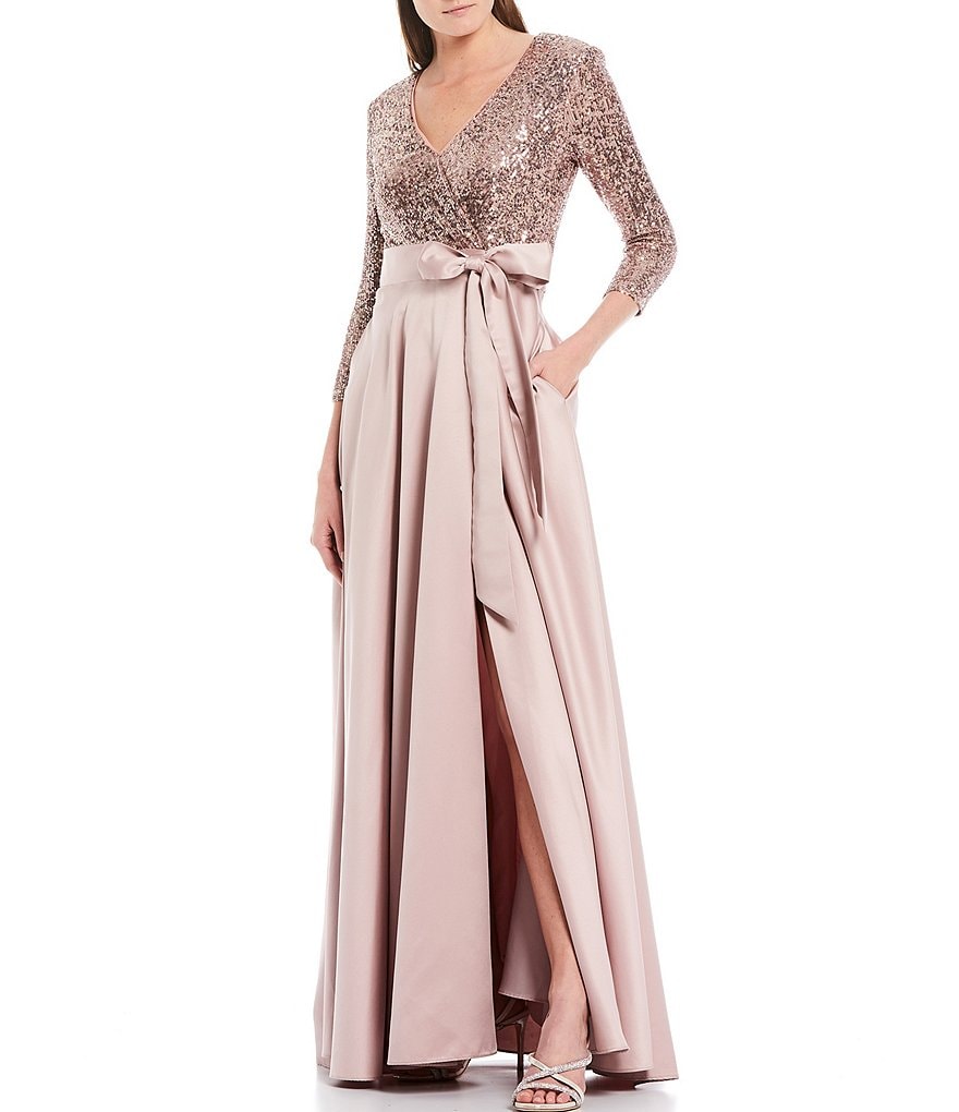 Xscape Sequin Bodice Satin Gown