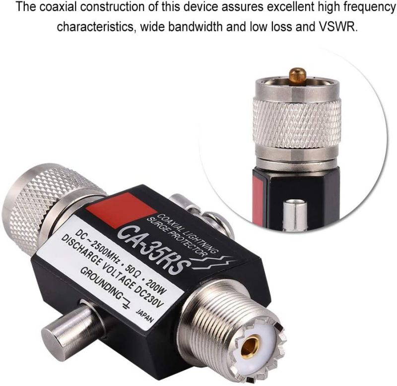 Zerone UHF Coaxial Lightning Surge Arrester Lightning Surge Protector Male to Female UHF Connector