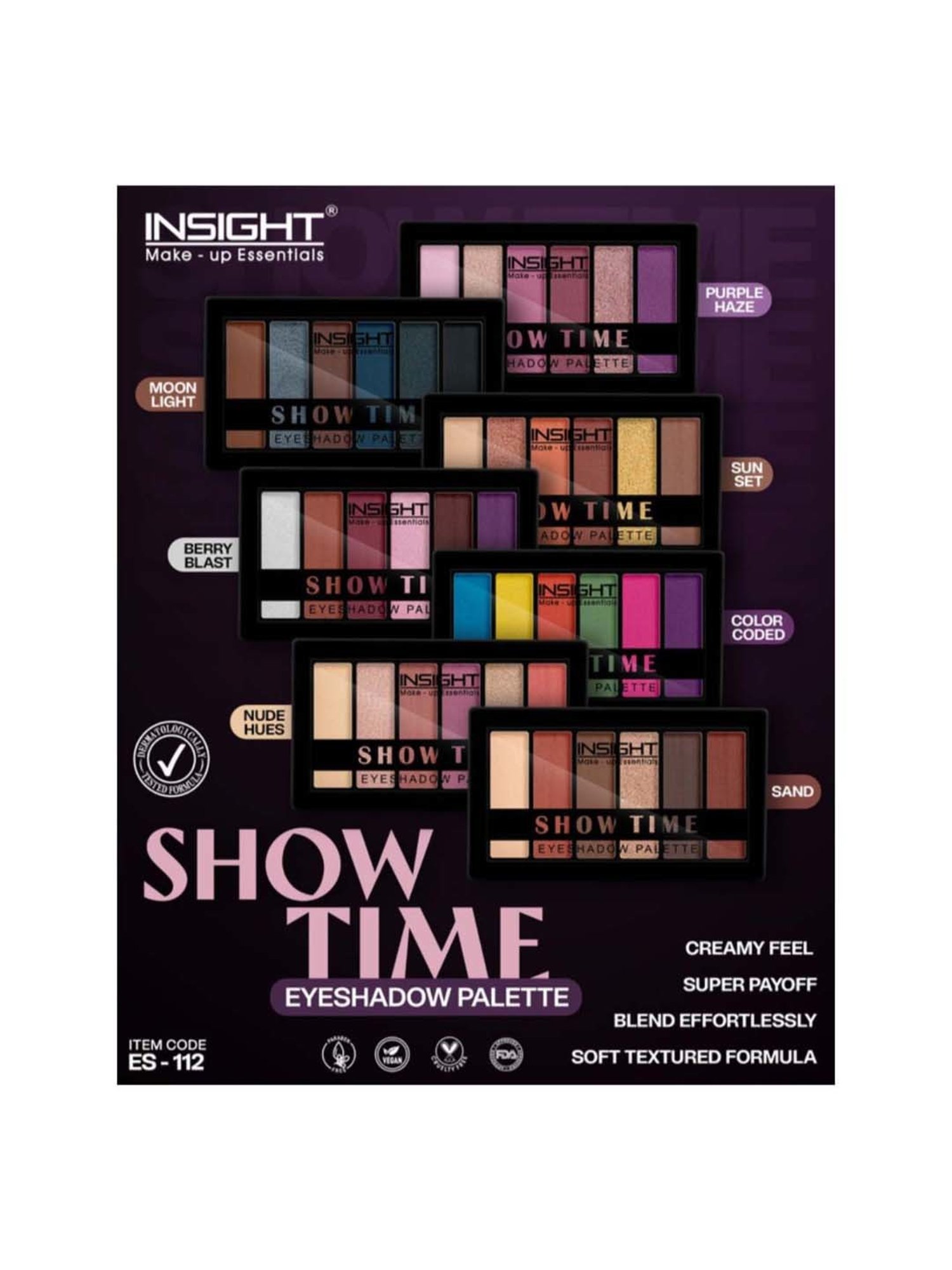 Insight Cosmetics Show Time Eyeshadow Palette Color Coded - 15 gm