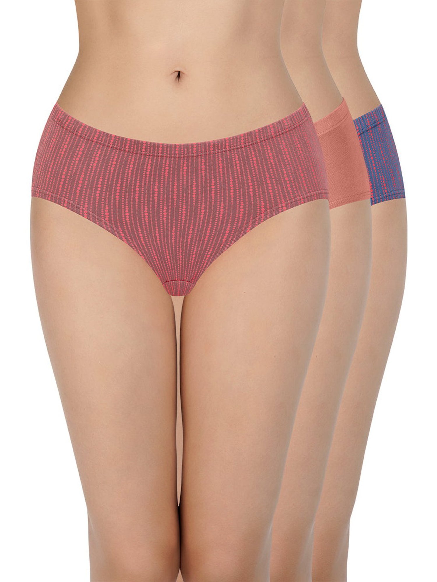 Every De by Amante Brown & Purple Cotton Printed Hipster Panties - Pack Of 3