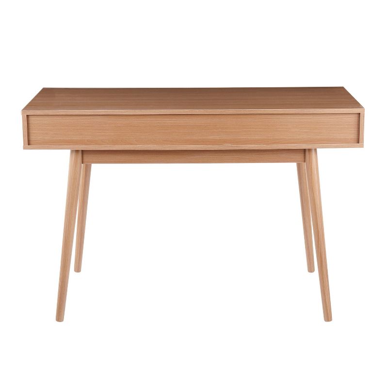 Pebble Double Contemporary Computer Desk Wood Natural/White - LumiSource