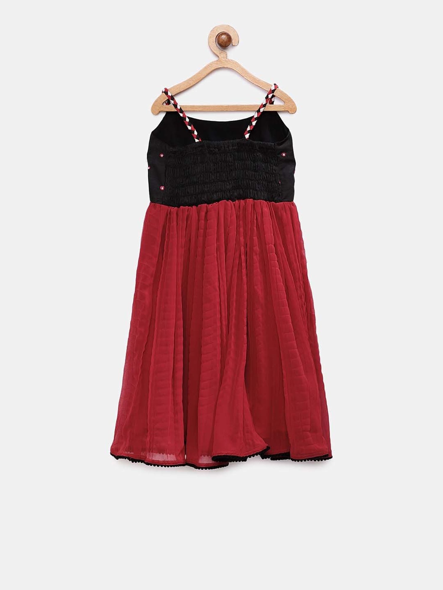 TWISHA Kids Black & Red Embroidered Dress