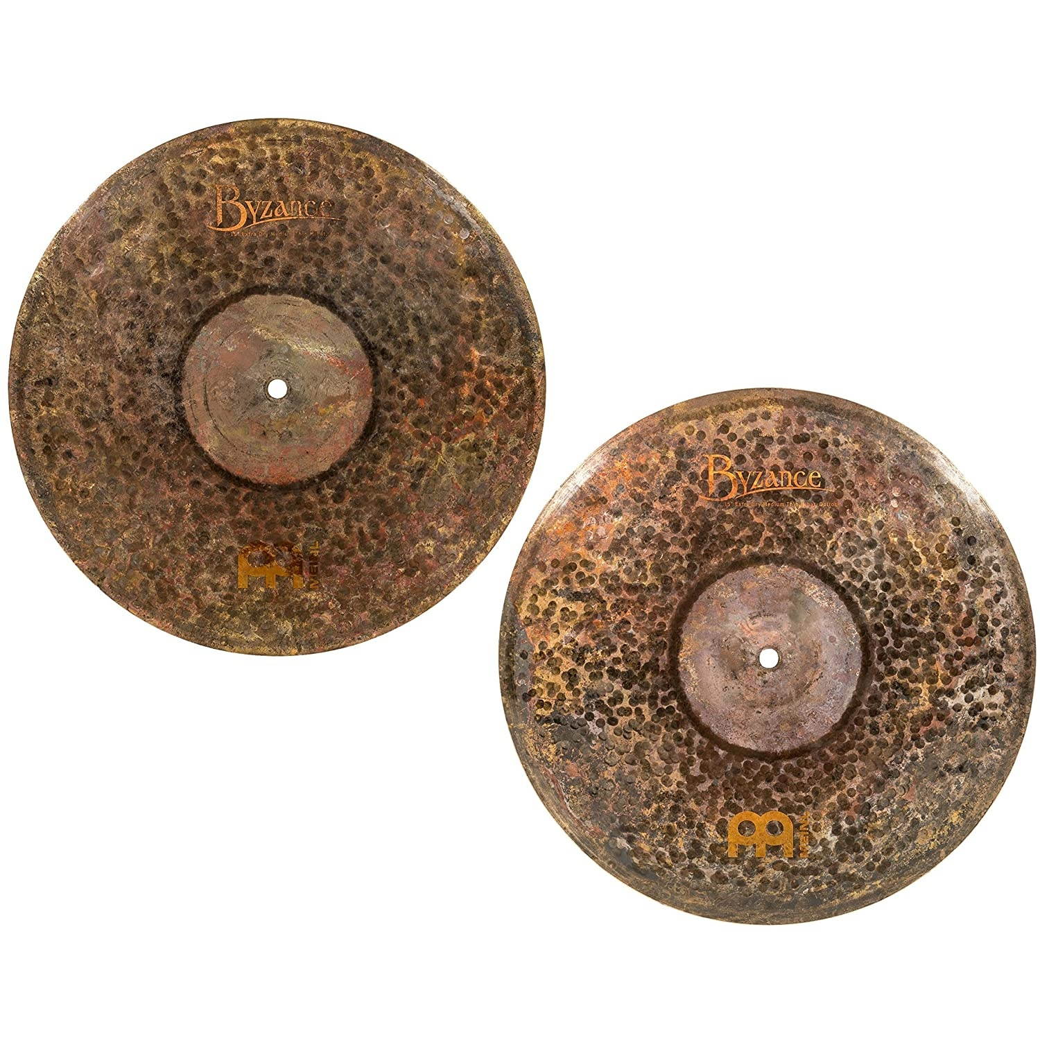 Meinl Cymbals Byzance 15" Extra Dry Medium Thin Hihats, Pair &mdash; MADE IN TURKEY &mdash; Hand Hammered B20 Bronze, 2-YEAR, B15EDMTH, inch