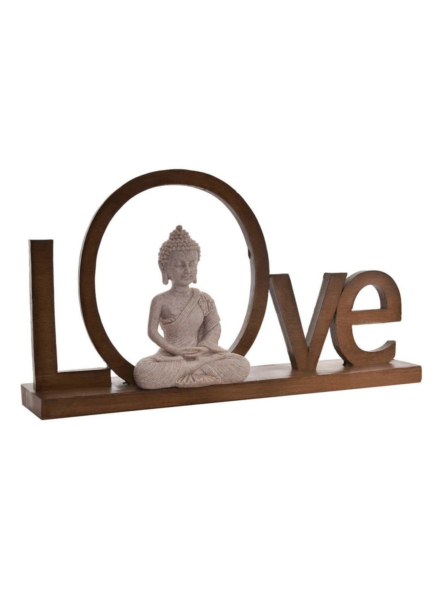 @home Tan & Beige Resin Buddha Love Showpiece