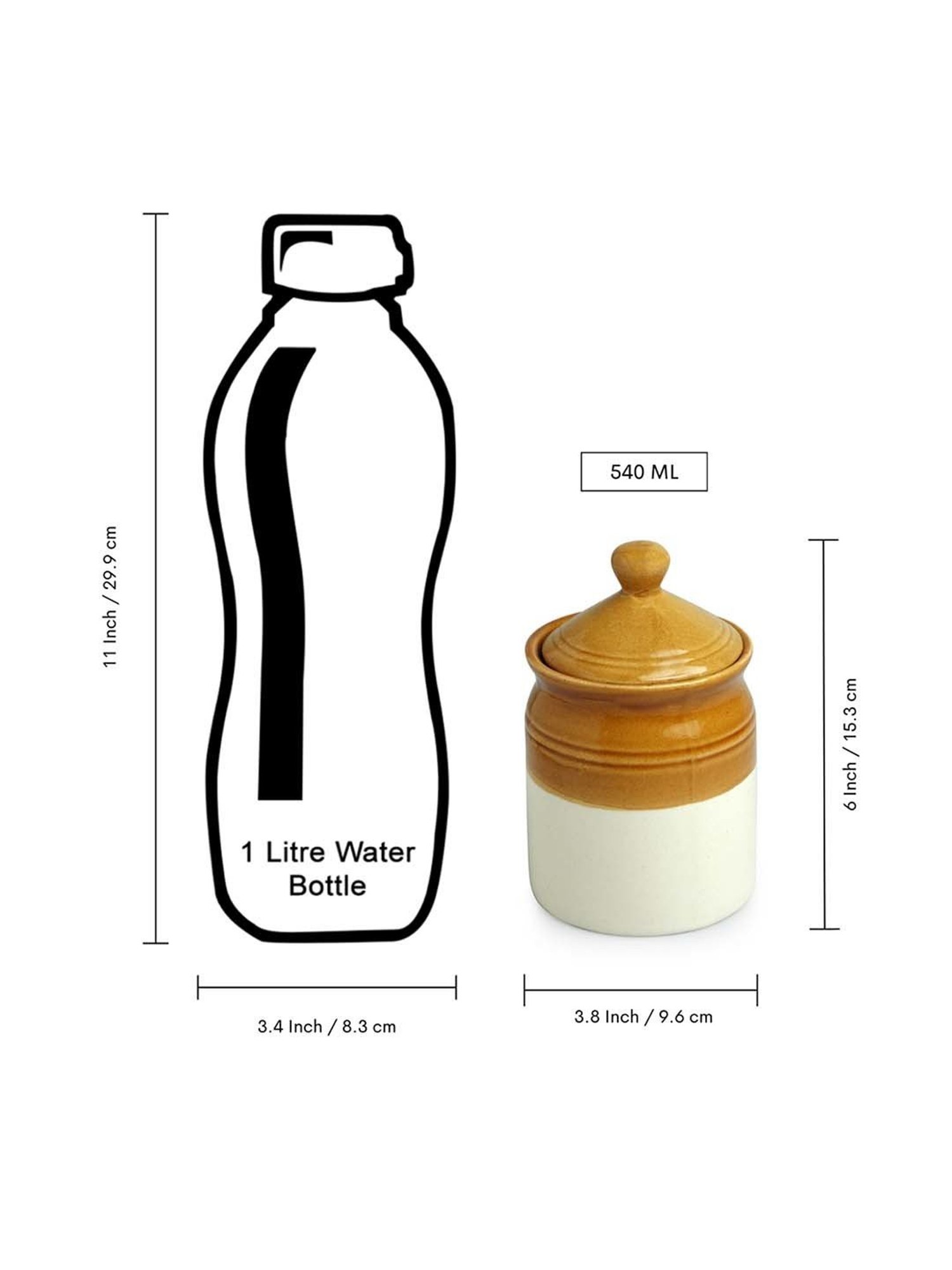 ExclusiveLane Brown & White Ceramic Old Martaban Pickle & Chutney Jar - Set of 2