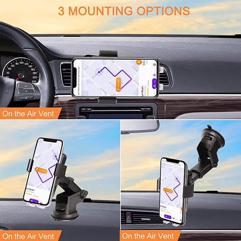 Car Charger Mount 10W Qi Fast Charging Auto Clamping Car Mount Windshield Dashboard Air Vent Phone Holder for iPhone Xs Max XR X 8 8 Plus Samsung Galaxy S10 S10+S9 S9+ S8 Note 9