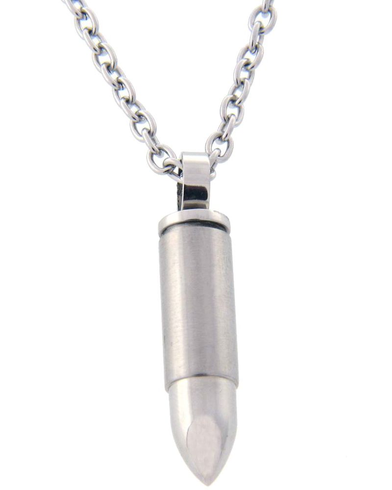 Men's Stainless Steel Bullet Pendant Necklace