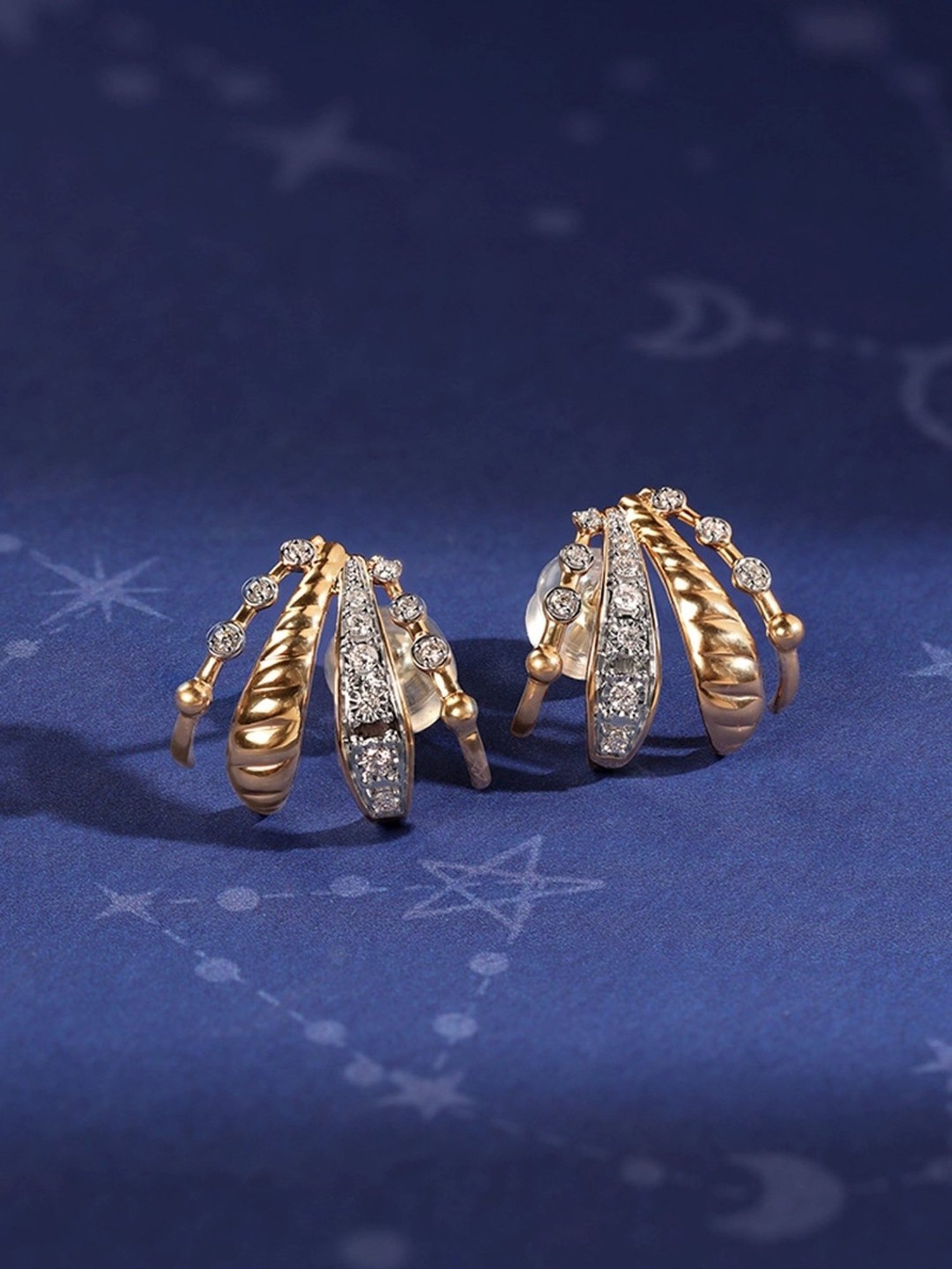 Mia by Tanishq Dazzling Trails 14k Gold & Diamond Hoop Earrings