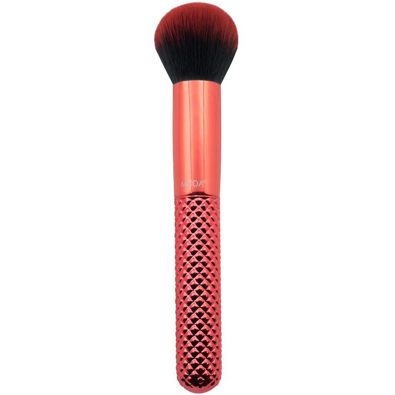 MODA Brush MWAH! 5pc Full Face Metallic Red Makeup Brush Set with Exclusive Lip Zip Case, Includes - Buffer, Highlight, Angle Shader, and Precision Lip Brushes