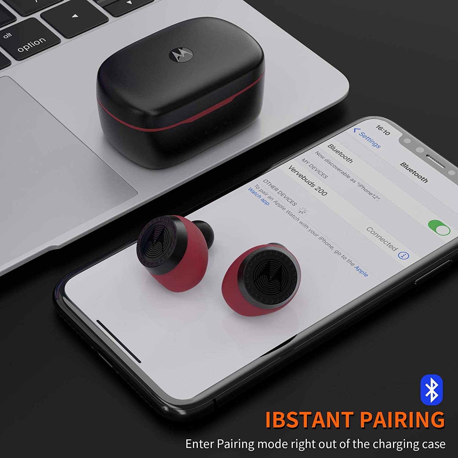 MOTOROLA Verve Buds 200 True Wireless Earbuds | Comfortable Bluetooth Earbuds with Superior Sound Quality |One Touch Control Bluetooth 5.0 Earphones | Super Lightweight Wireless Earbuds (Blue)