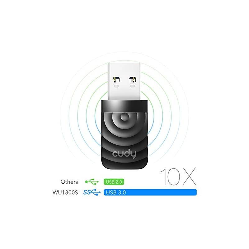 WU1300S AC 1300Mbps WiFi USB 30 Adapter for PC USB WiFi Dongle 5Ghz 24Ghz WiFi USB 30 Wireless Adapter for DesktopLaptop Compatible with Windows 788110 mac OS Linux