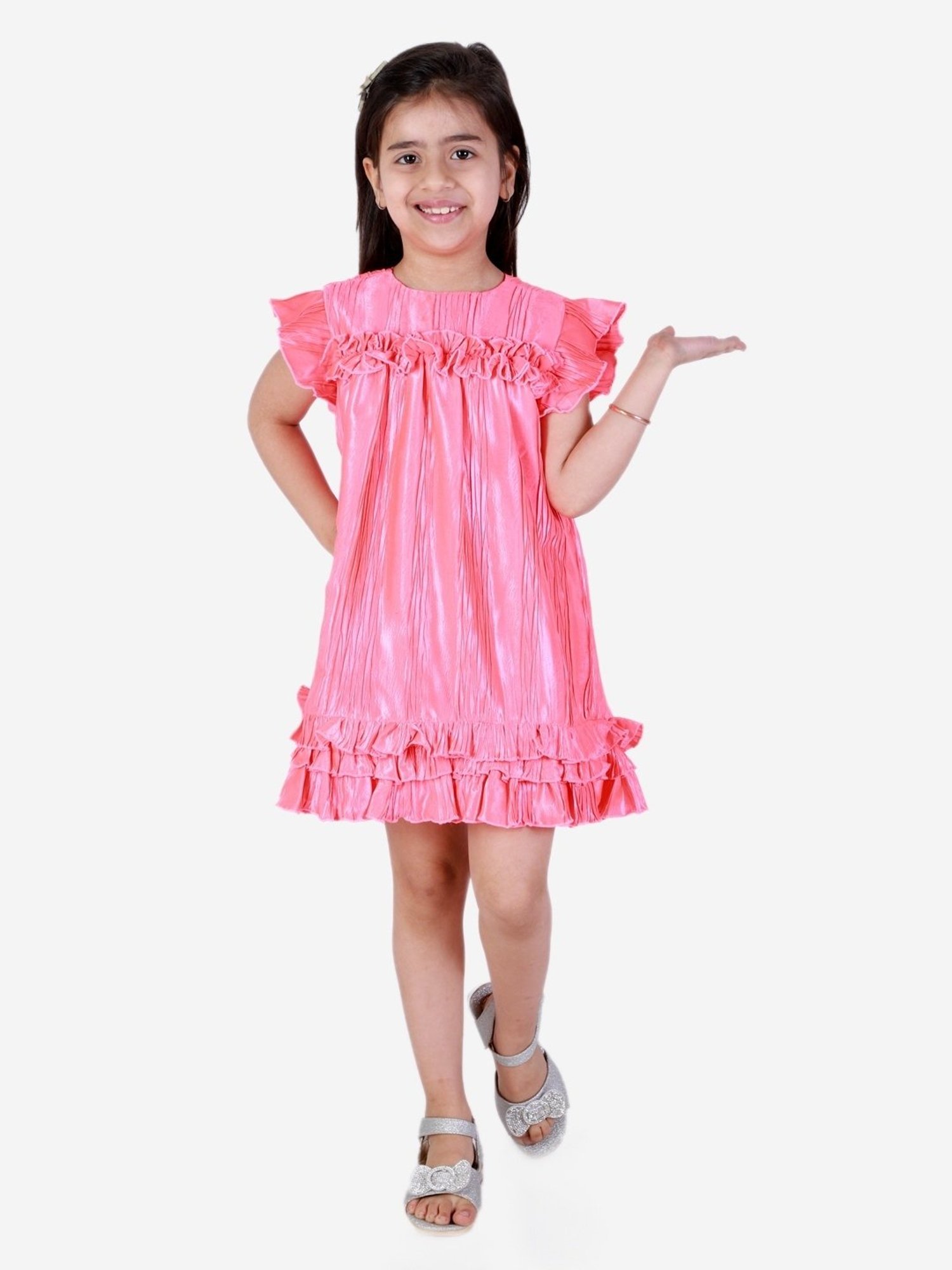 KidsDew Pink Textured Pattern Casual Dress