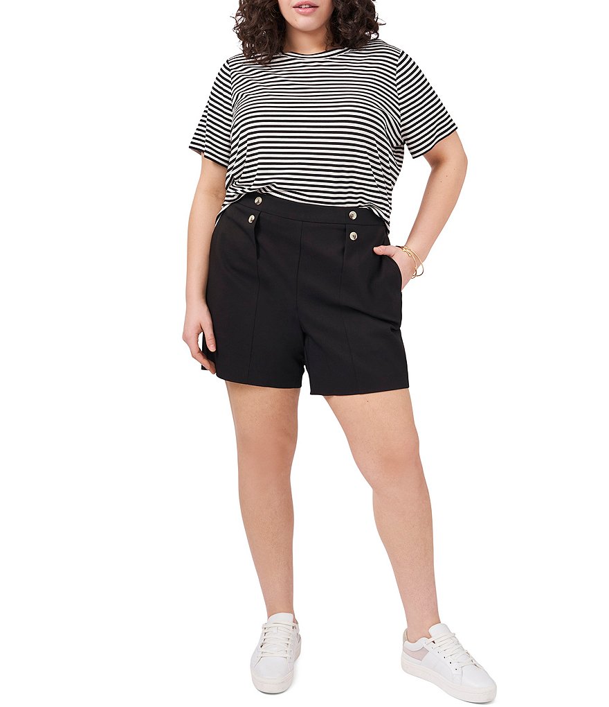 Vince Camuto Plus Size Double Weave Button Front Shorts