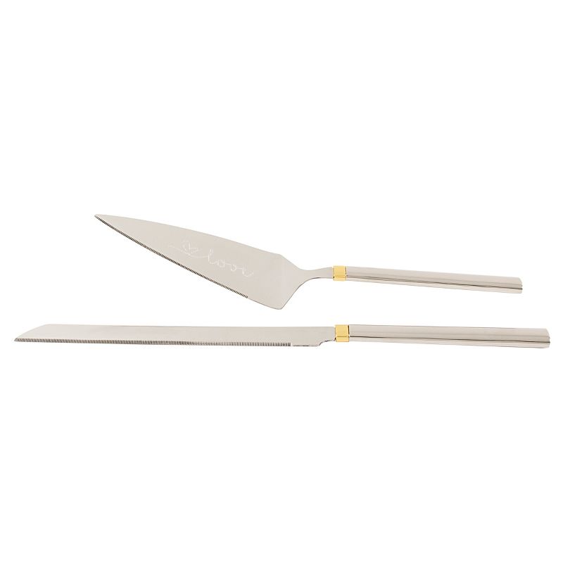 Silver/Gold Cake Serving Set - Love