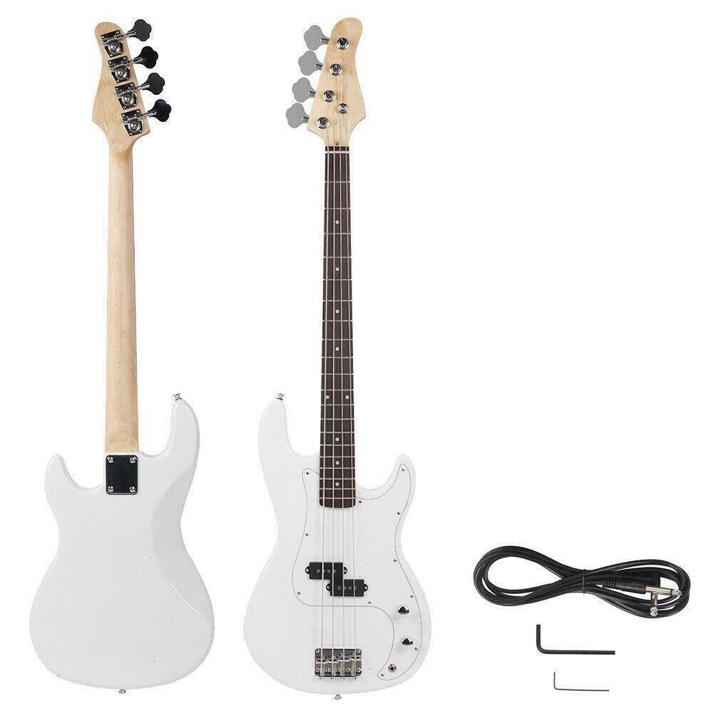 New White Beginner Band 4 String Electric Bass Guitar Musical Instruments