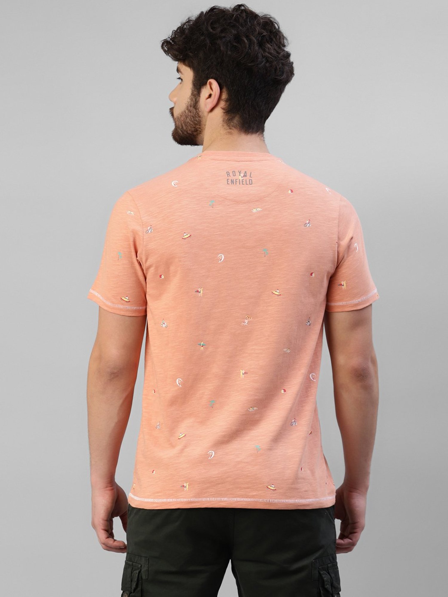 Royal Enfield Peach Regular Fit Beach AOP T-Shirt