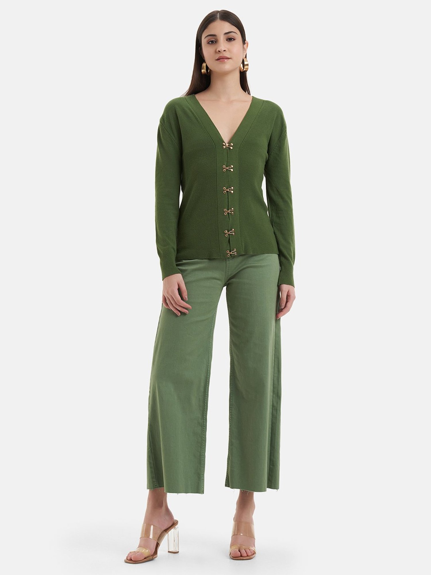 Kazo Green Wool Cardigan