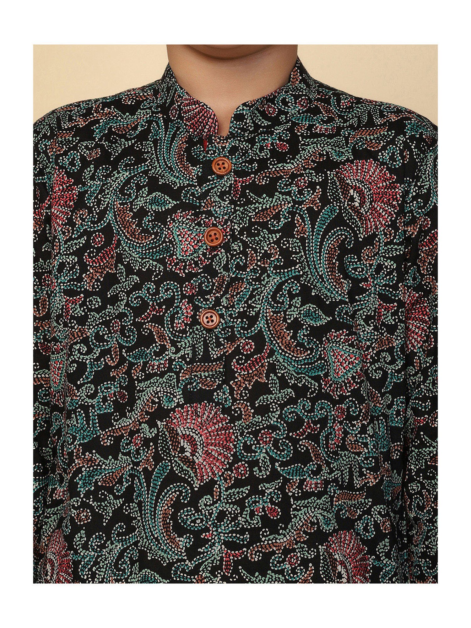 VASTRAMAY Boys Yellow & White Cotton Printed Full Sleeves Kurta Sets