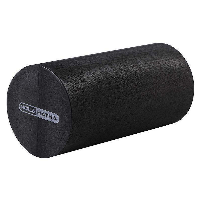 HolaHatha Portable Solid High Density EVA Foam Roller for Deep Tissue Back Massage, Calf Therapy, Glute Massaging, Back Pain, and Leg Recovery, Black
