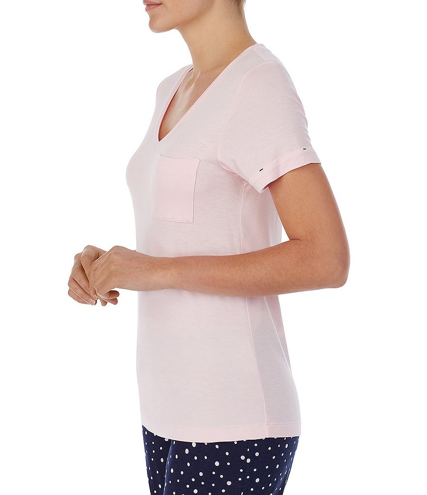 Jane & Bleecker New York Solid V-Neck Knit Sleep Tee