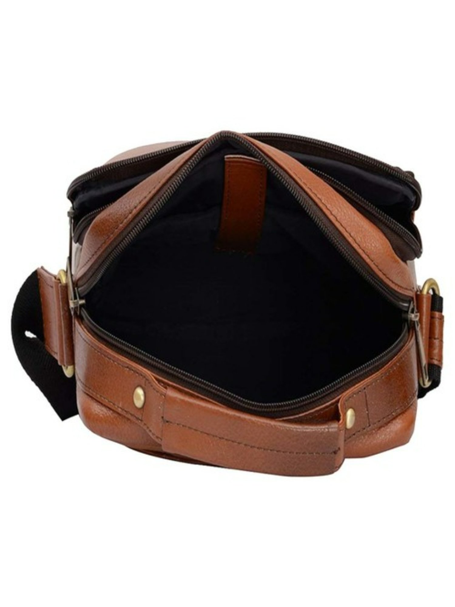 HiLEDER Tan Textured Small Leather 12 inch Cross Body Bag