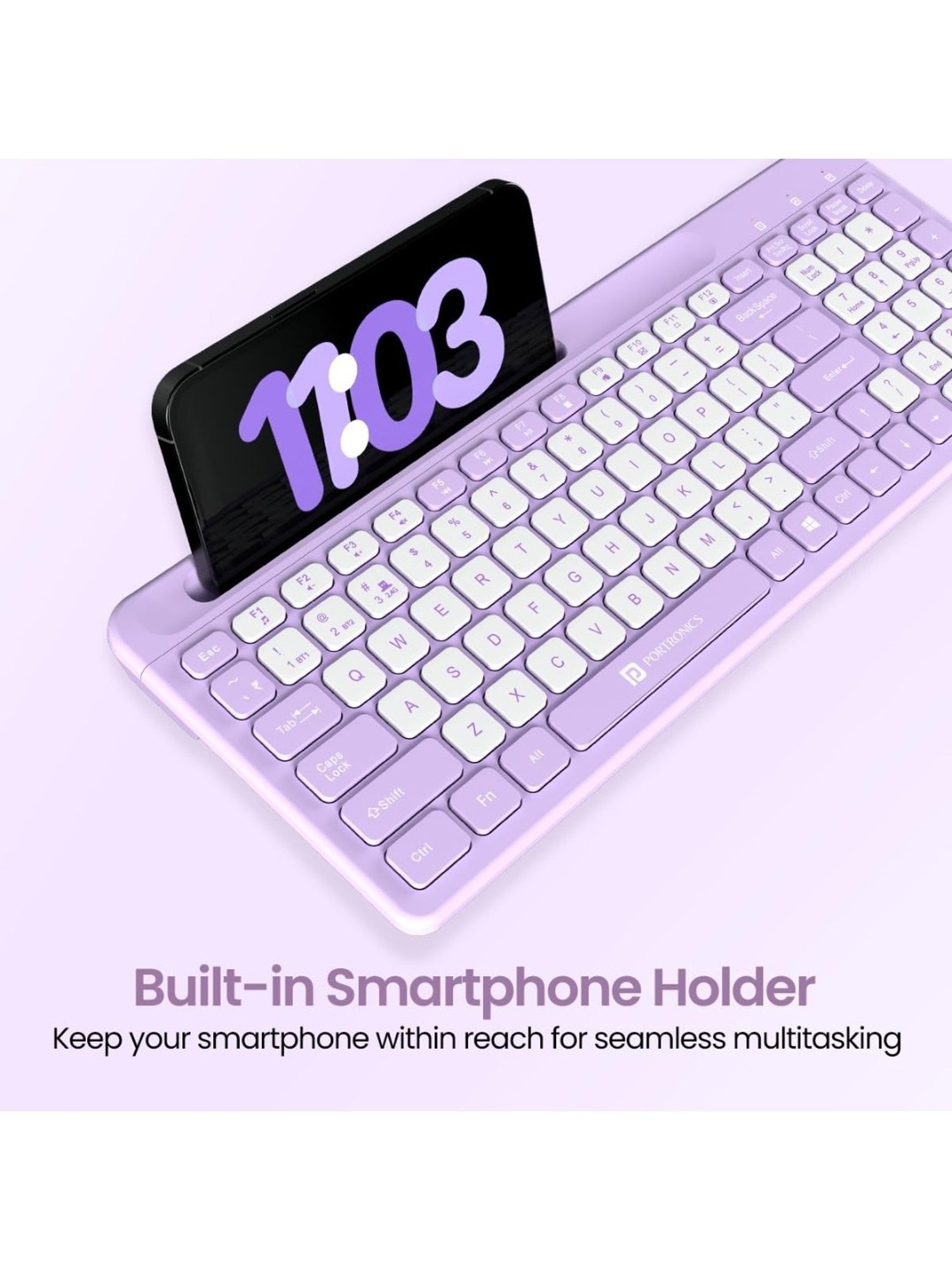 Portronics Bubble Square Wireless Keyboard (Purple)