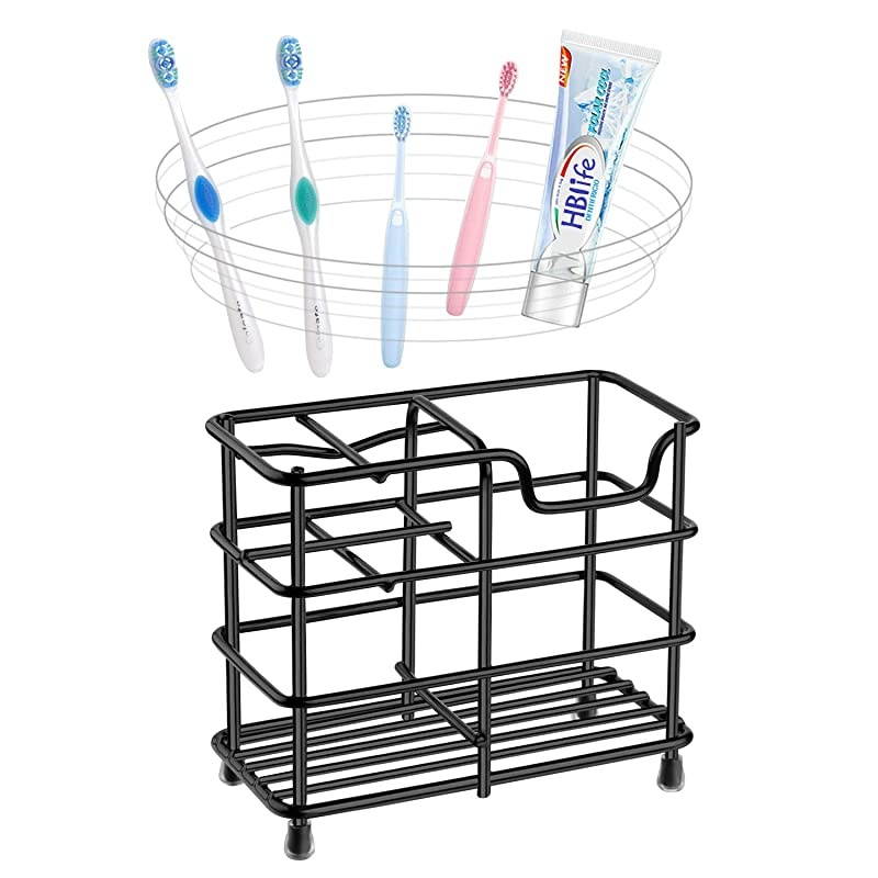 Toothbrush Holder Small Stainless Steel Toothpaste Holder Bathroom Accessories Organizer Black