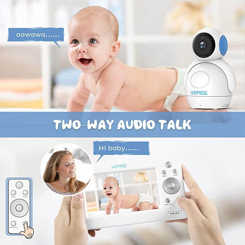 Upgraded Video Baby Monitor with Camera,  5" Color LCD Display Video Monitor with Audio, 1000 Ft Distance, 5M Night Vision, 5 Lullabies, Two-Way Audio, VOX, Sound/Temp Alarm, Blue