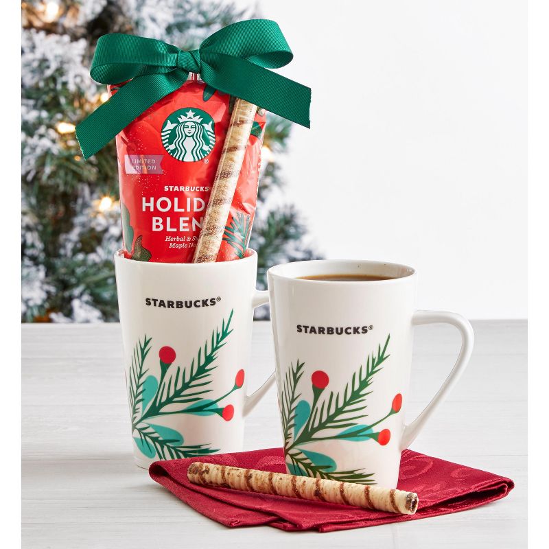 Starbucks Be Merry Holiday Coffee Gift Set, Includes Ceramic Mug and Holiday Blend Ground Coffee
