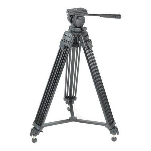 Bescor TH-770 3-section Aluminum Tripod with 65mm Ball Base Fluid Head - Black