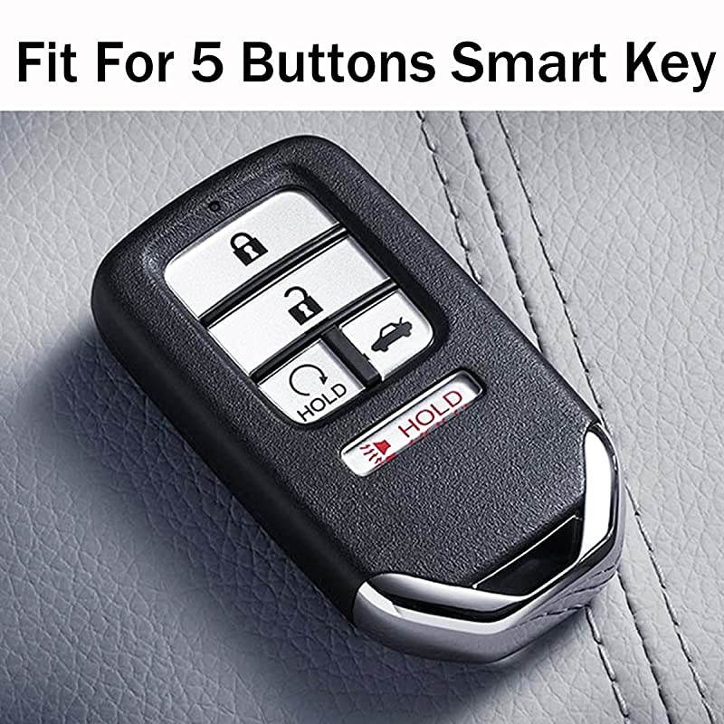 2Pcs  Silicone Protective Key Fob Remote Cover Case Skin Jacket for 2019 2018 2017 2016 2015 Honda Accord Civic CRV CRV Pilot EXL Touring Premium 5 Buttons Smart Key Black