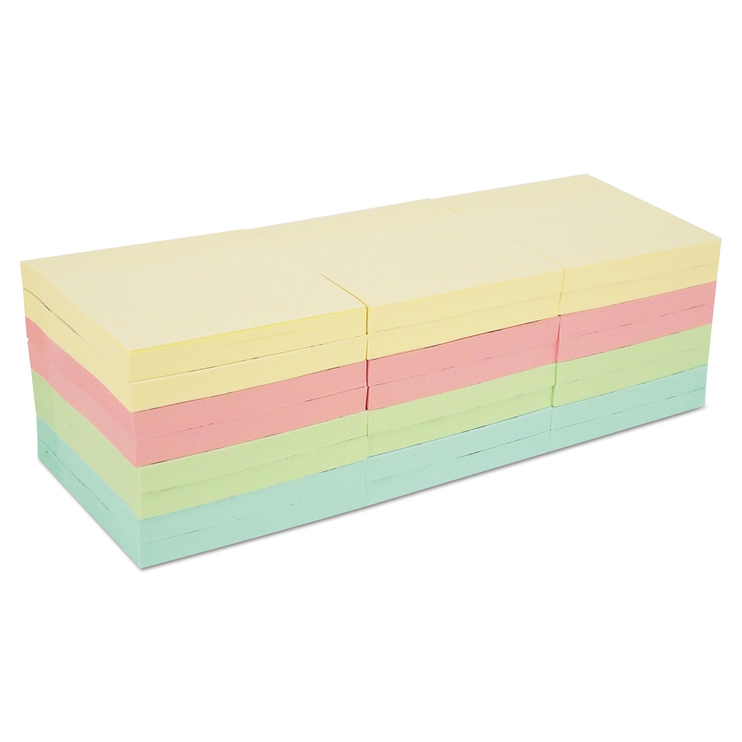 Universal Self-Stick Note Pads, 3" x 3", Pastel, 90-Sheet, 24/Pack