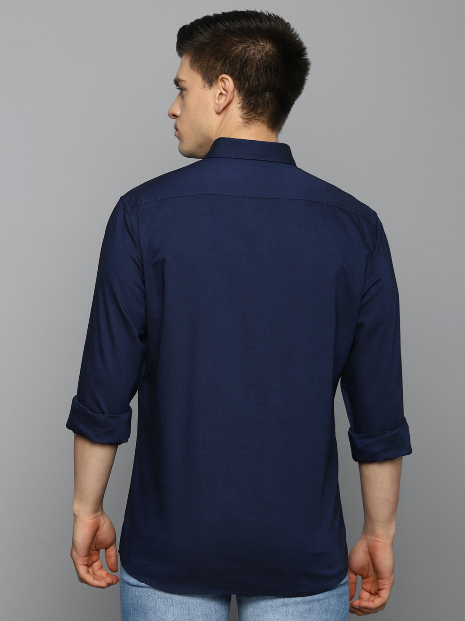 Louis Philippe Sport Navy Slim Fit Cotton Shirt