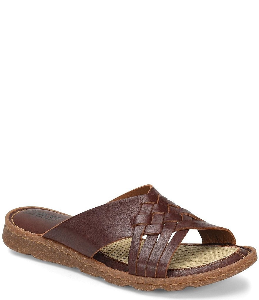 Born Basia Woven Leather Slide Sandals