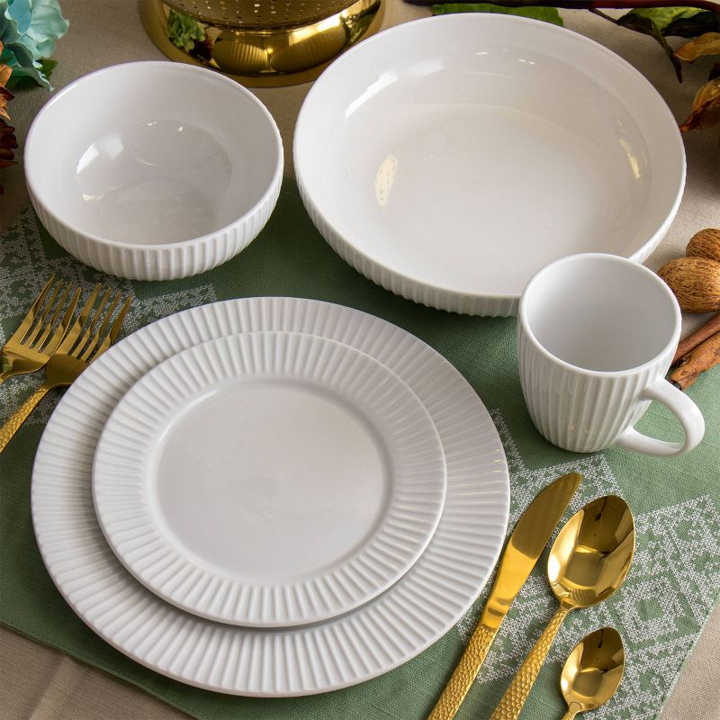 18pc Porcelain Elle Dinnerware Set White - Elama