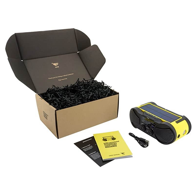 Weather Radio 4000mAh Portable Solar Powered Hand Crank AM FM NOAA Weather Stations USB Cell Phone Charger SOS Alarm LED Flashlight amp Reading Light Radio Buzz4000