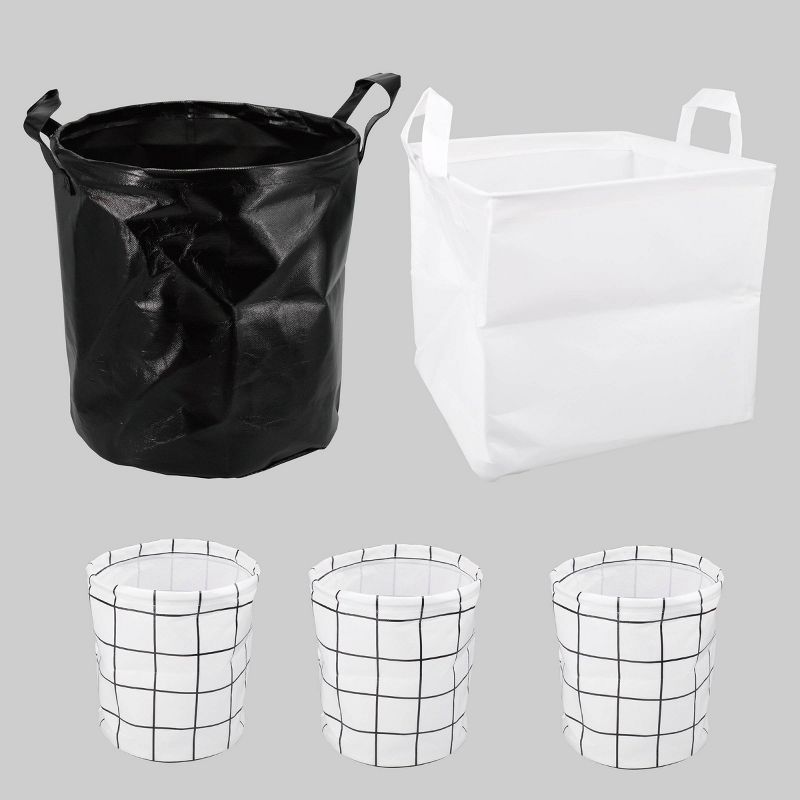 5ct Black & White Collapsible Decorative Bin Set - Bullseye's Playground™
