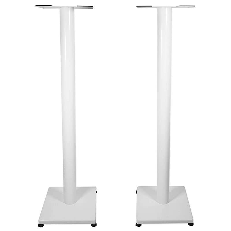 Pair RS21W 21 inch Steel Bookshelf Speaker/Studio Monitor Stands-White V2