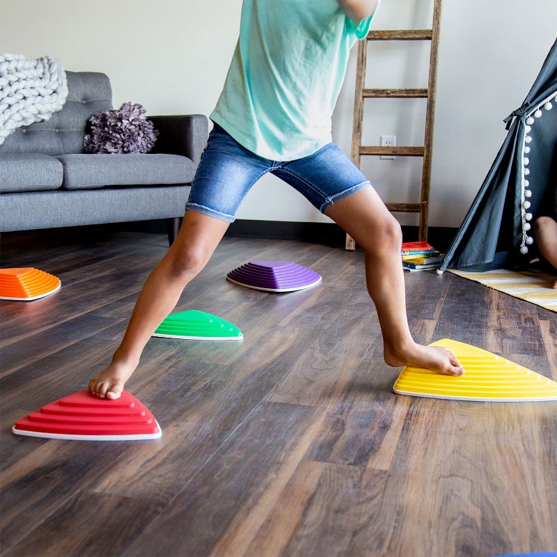 JumpOff Jo Rocksteady Balance Stepping Stones for Kids, Promotes Balance & Coordination, Set of 6 Balance Blocks, Low Set